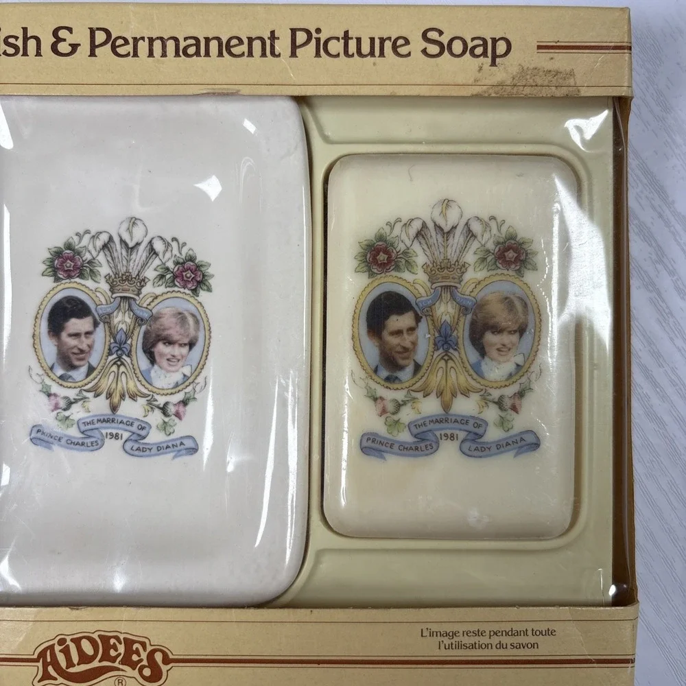 Vintage Aidees Princess Diana Prince Charles Soap Dish Permanent Picture NEW